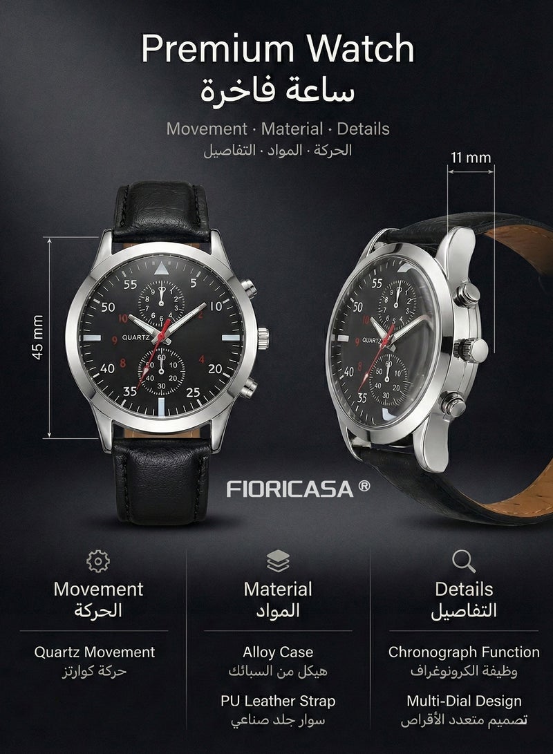 FIORICASA Premium Men’s 8-Piece Gift Set with Watch, Wallet, Belt, Tie, Tie Clip, Pen & Accessories – Elegant Business Collection - Image 2